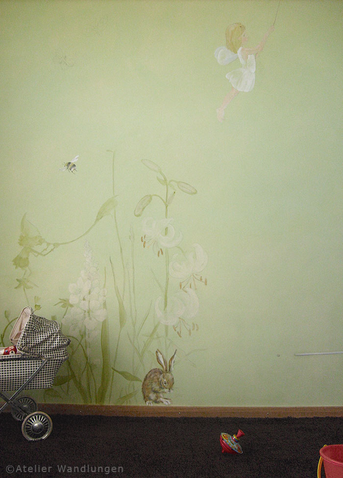Kinderzimmer Wandmalerei Märchen deko idee baby