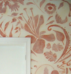 grafisches ornament rot deko farbe wandmalerei wallpainting