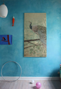 Bild, atelier wandlungen, pfau, gold