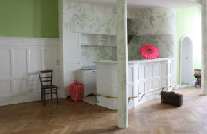 wandmalerei, muster, gruen, wohnzimmer, altbau, decoration